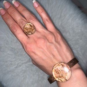 Copper bracelet and ring set